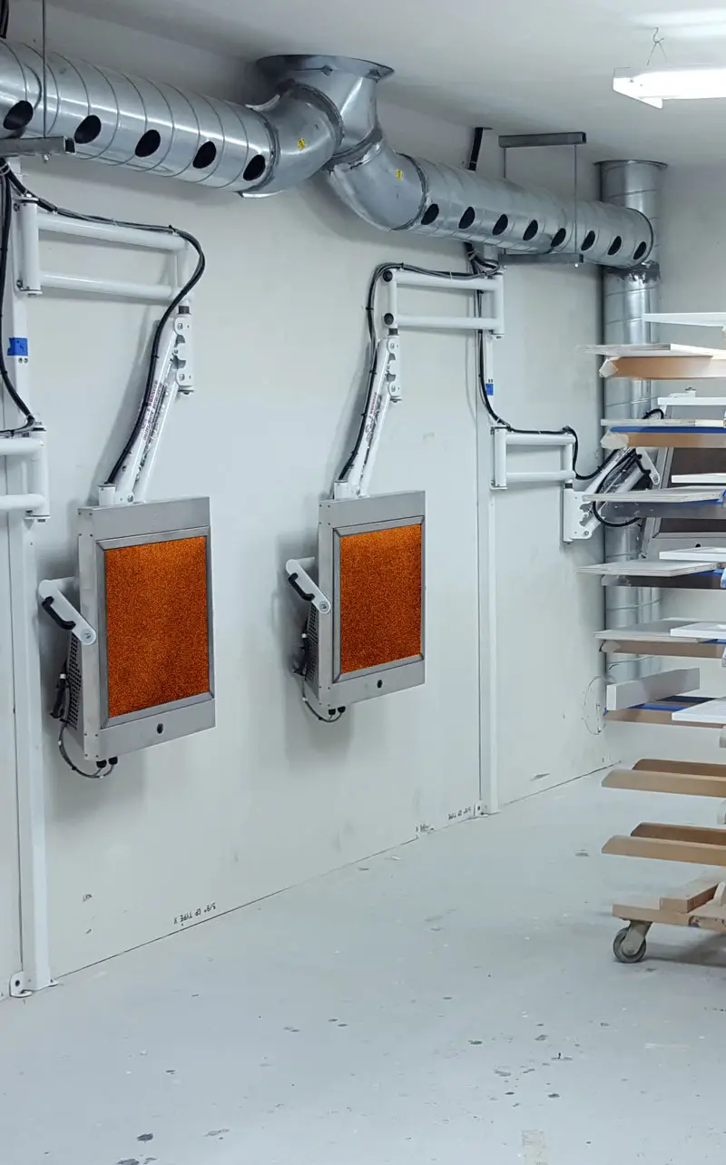 Sun-Spot HT-200 flameless catalytic infrared heaters in paint Booth | Sun-Spot